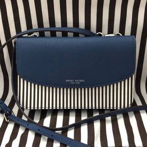 HB 2-in-1 Wallet on A String ~ Blue & Brown/White